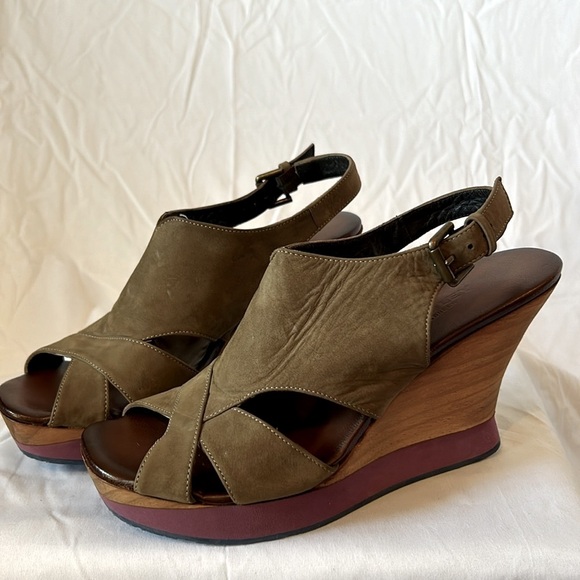 Audley London Shoes - Audley London Stacked Open Toe Platform Wedge Sandals Women's size 6/37